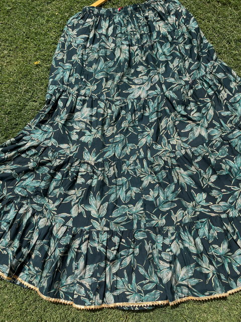 Tiered Blue Muslin Skirt