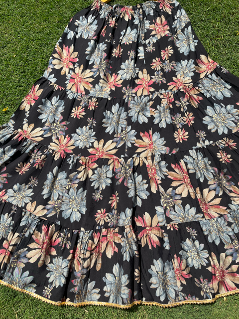 Tiered Black Muslin Skirt