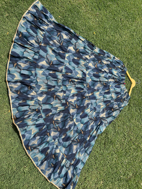 Tiered Muslin Blue Skirt