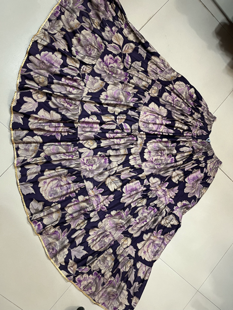 Tiered Purple Muslin Indian Skirt