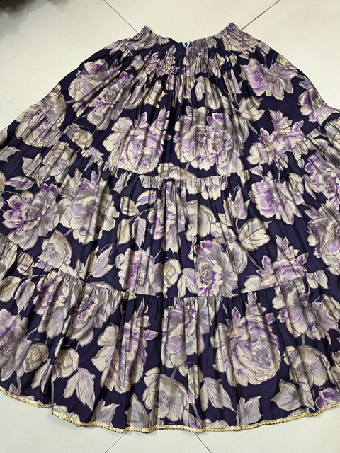 Tiered Purple Muslin Indian Skirt