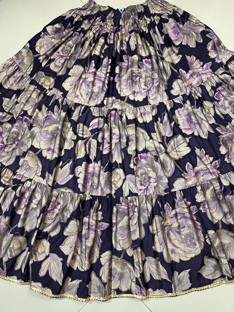 Tiered Purple Muslin Indian Skirt