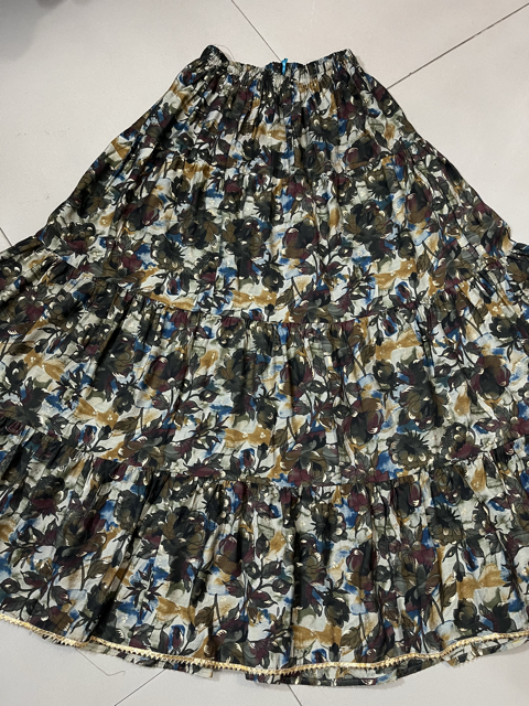 Tiered Multicolor Muslin Indian Skirt
