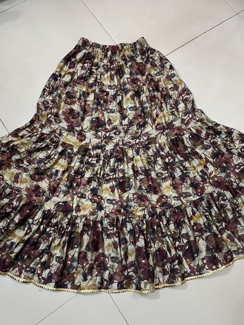 Tiered Multicolor Muslin Indian Skirt