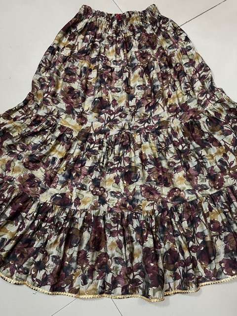 Tired Multicolor Muslin Indian Skirt