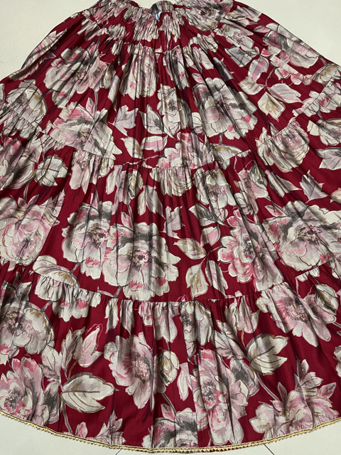 Tiered Red Muslin Indian Skirt