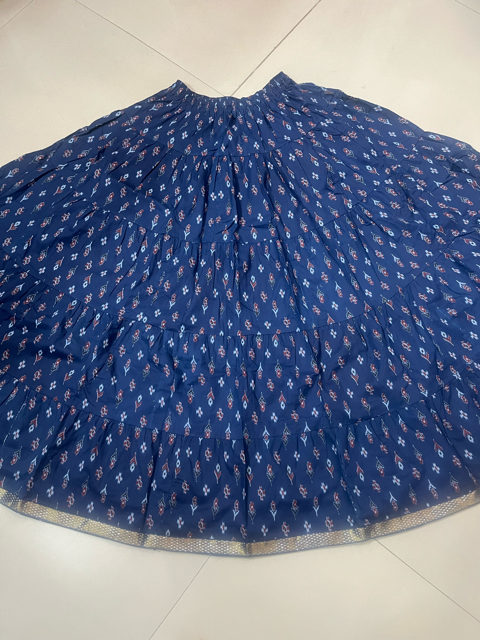 Jaipuri Cotton Navy Blue Skirt