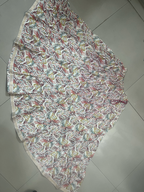 Tiered Cotton White Gopi Indian Skirt