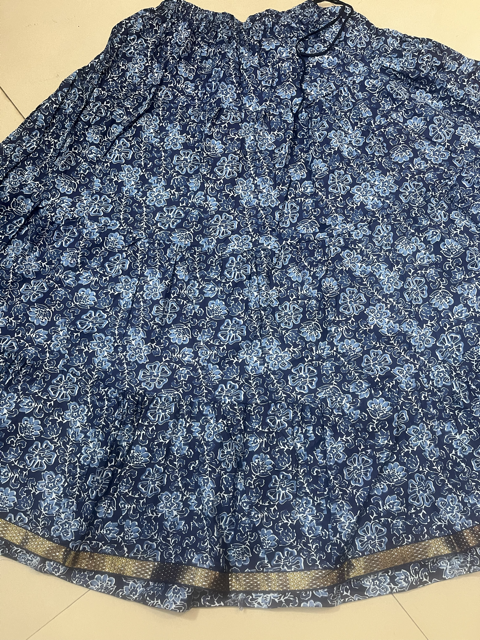 Jaipuri Cotton Navy Blue Skirt