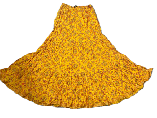 Jaipuri Cotton Tiered Yellow Skirt