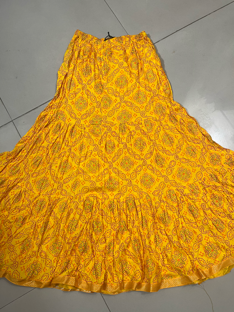 Jaipuri Cotton Tiered Yellow Skirt