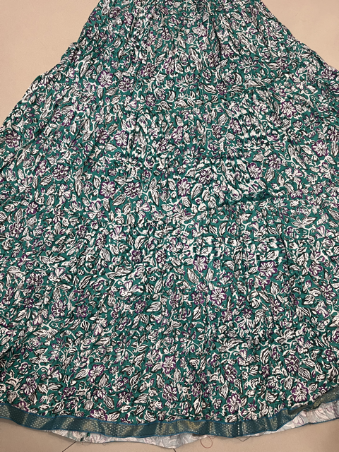 Jaipuri Cotton Tiered Green Skirt