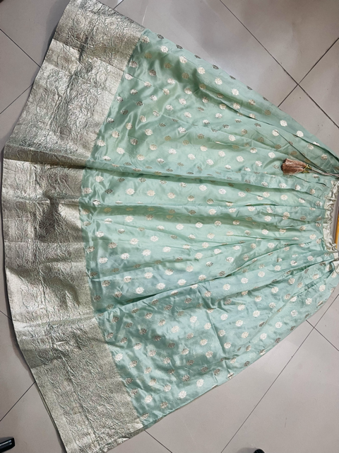 Tissue Banarasi Green Wedding Lehenga
