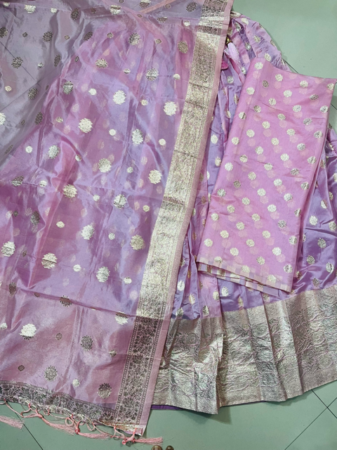 Tissue Banarasi Pink Wedding Lehenga