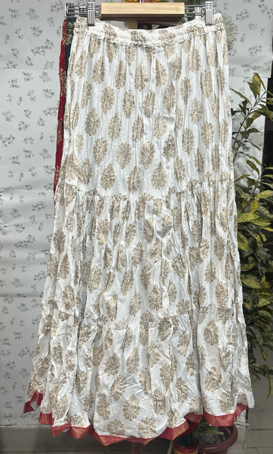 Jaipuri White Indian Skirt