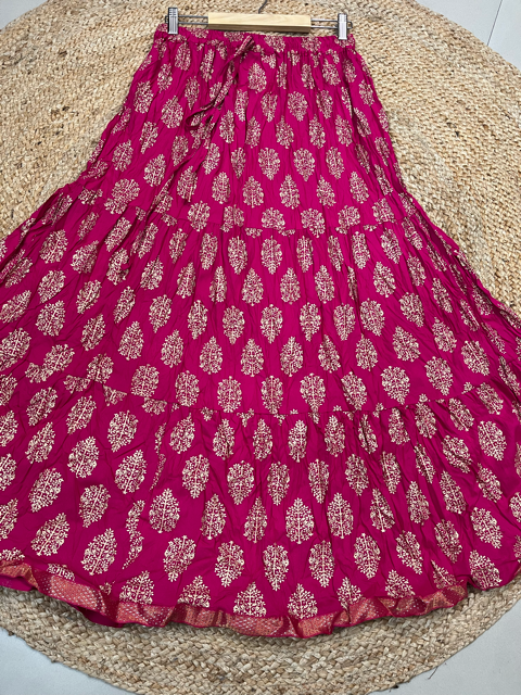 Jaipuri Fuchsia Indian Skirt