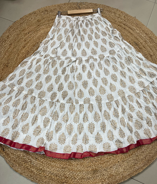 Jaipuri White Indian Skirt