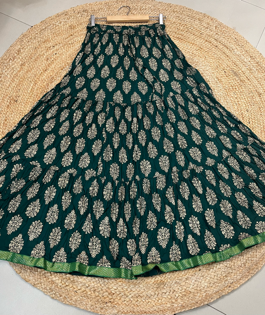 Jaipuri Green Indian Skirt