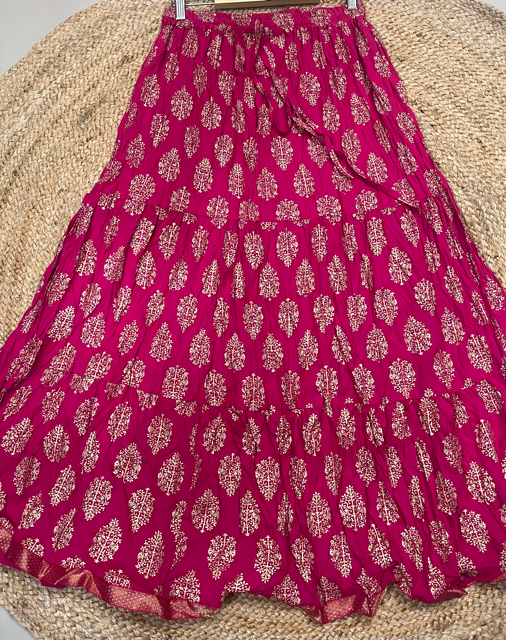 Jaipuri Fuchsia Indian Skirt