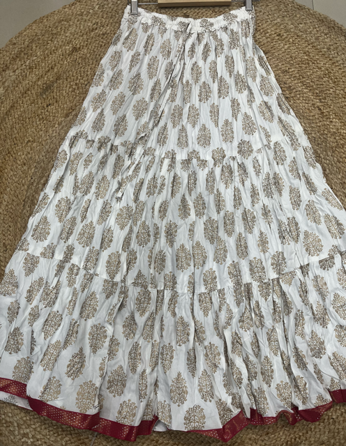Jaipuri White Indian Skirt