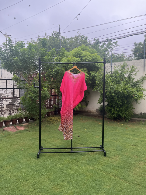 Digital Print Fuchsia Archi Silk Kaftan