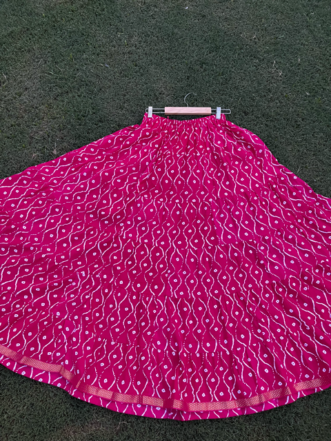 Tiered Cotton Fuchsia Indian Skirt