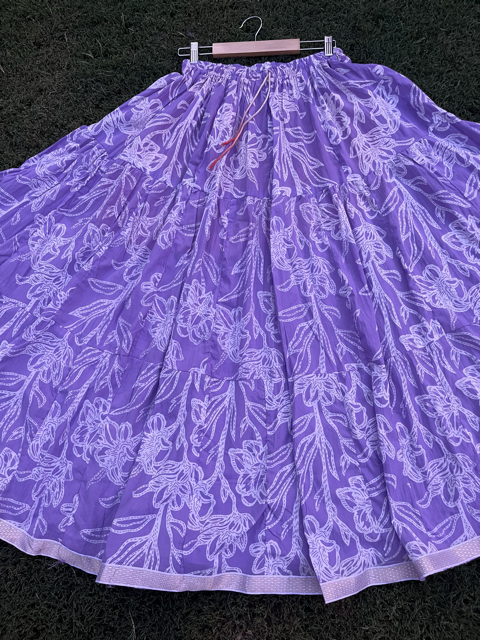 Tiered Cotton Purple Indian Skirt