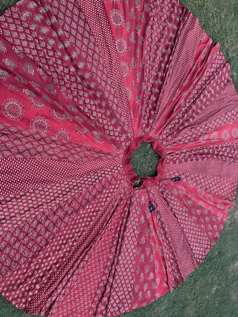 Ajrakh Cotton Flared Maroon Skirt