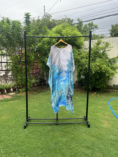 Digital Print Blue Silk Kaftan