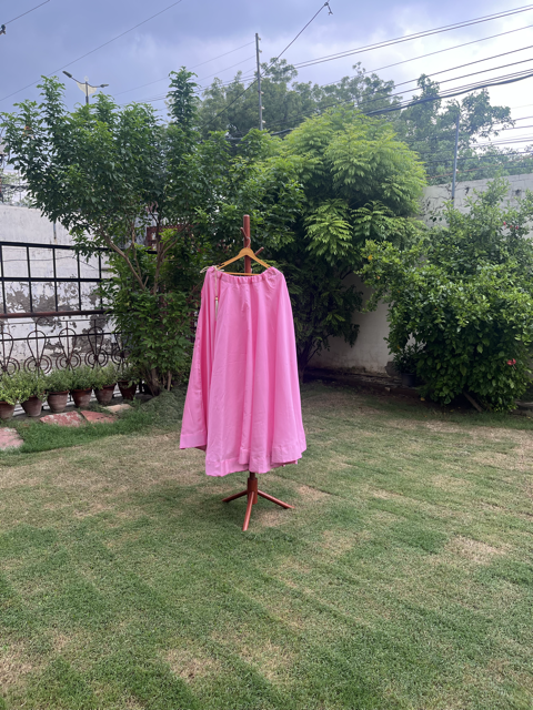 Flared Pink Silk Indian Skirt