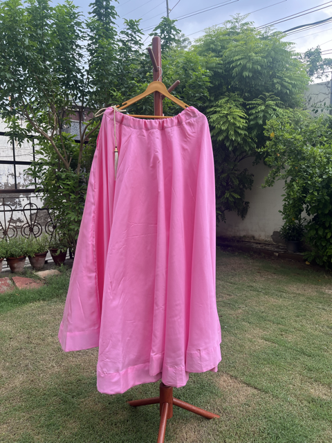Flared Pink Silk Indian Skirt