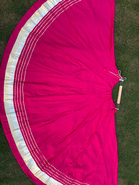 Flared Fuchsia Rayon Garba Skirt