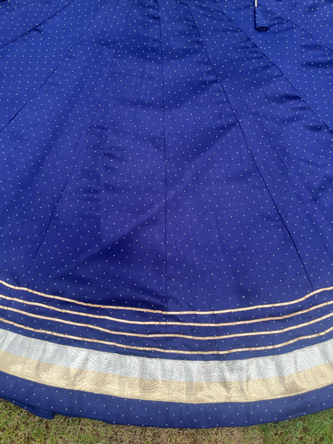 Mukesh Flared Navy Blue Neena Rayon Indian Skirt