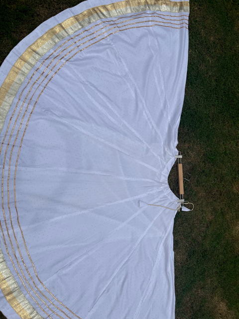 Mukesh Flared White Shivi Rayon Cotton Skirt