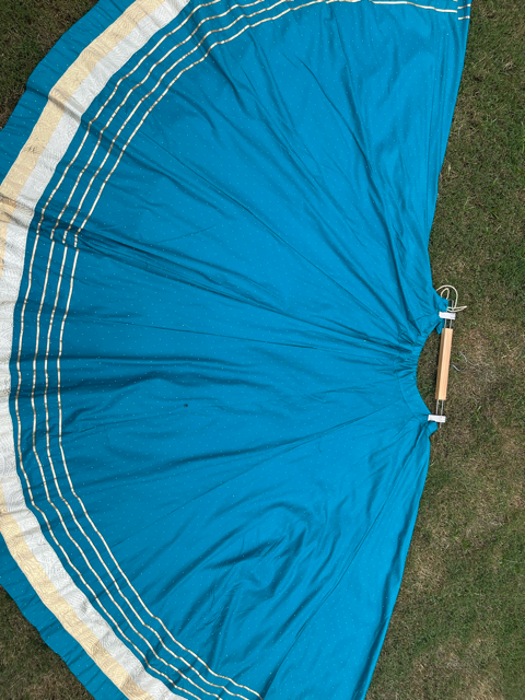 Mukesh Flared Blue Vinni Rayon Indian Skirt