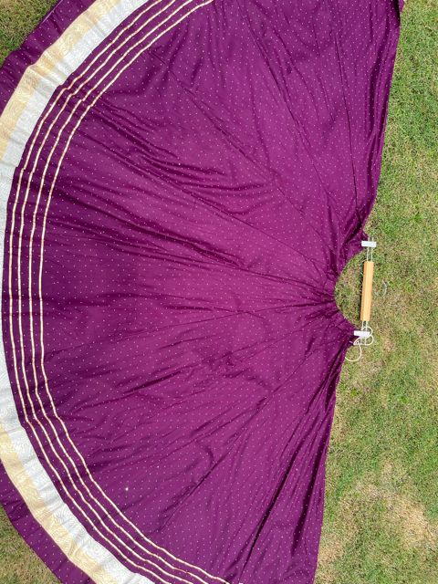 Flared Wine Rayon Garba Skirt