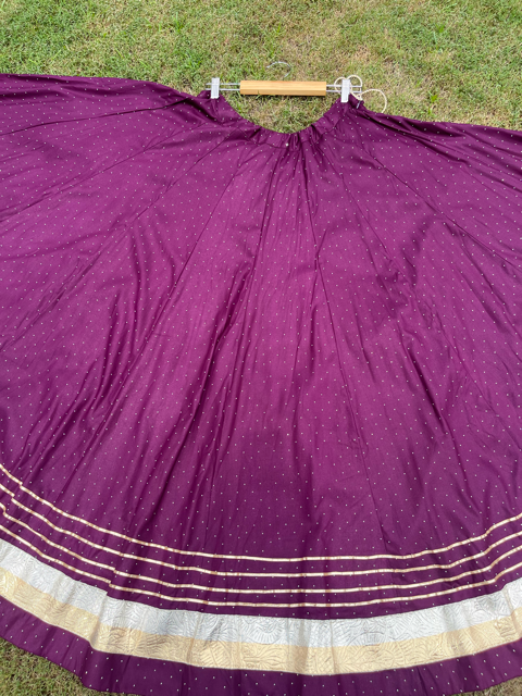 Flared Wine Rayon Garba Skirt