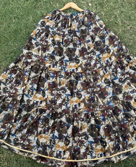 Floral Multicolor Tiered Skirt