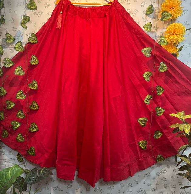 Flared Red Silk Indian Skirt