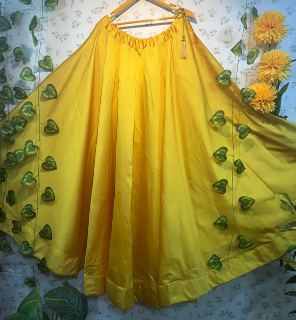 Flared Yellow Yana Silk Skirt