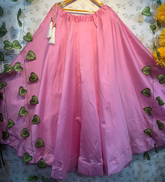 Flared Pink Silk Indian Skirt