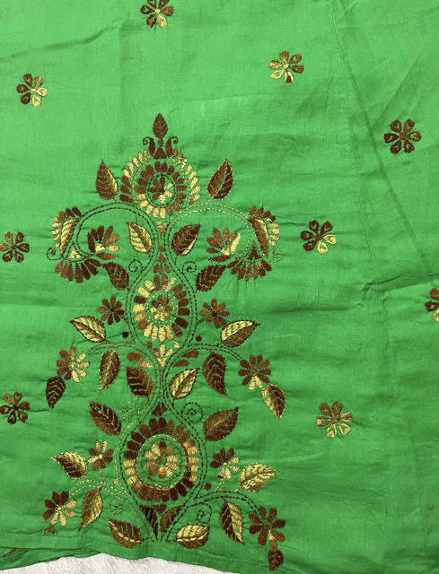 Kantha Green Cotton Wrap Skirt