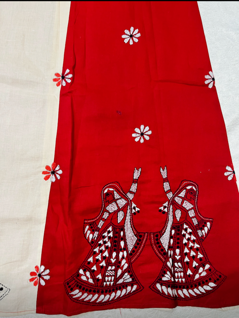 Kantha Red Cotton wrap Skirt