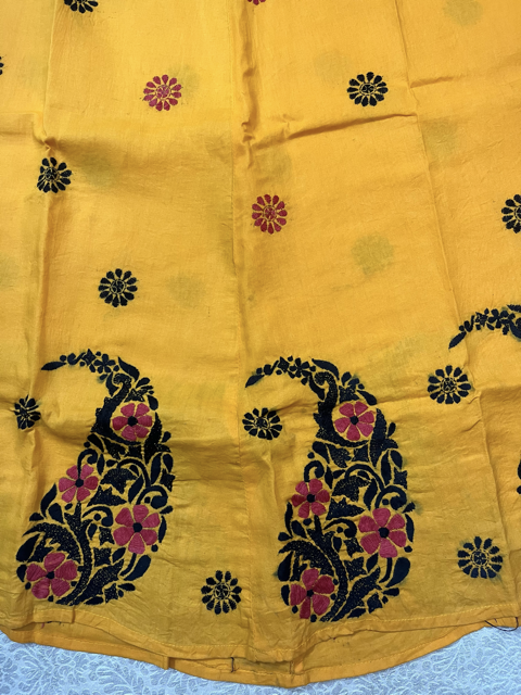Kantha Yellow Cotton Wrap Skirt