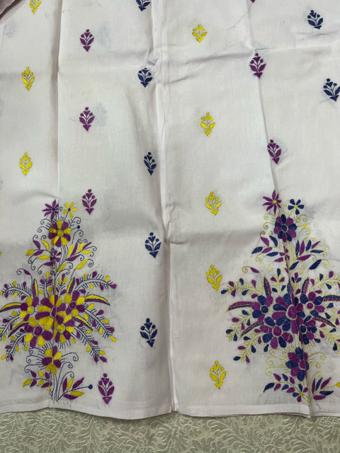 Kantha White Cotton Skirt