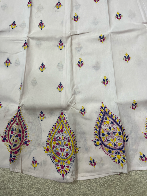 Kantha White Cotton Skirt
