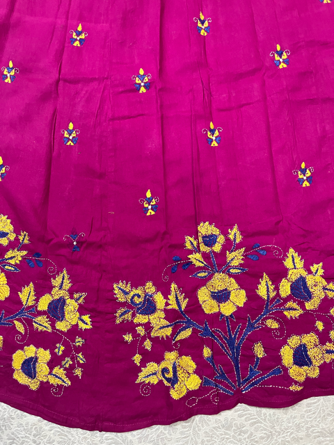 Kantha Fuchsia Cotton Wrap Skirt