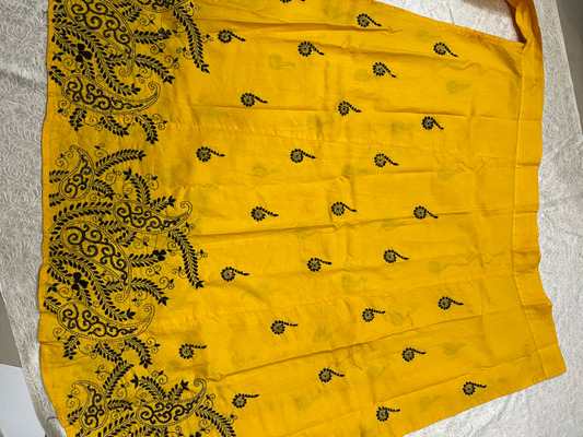 Kantha Cotton Yellow Wrap Skirt