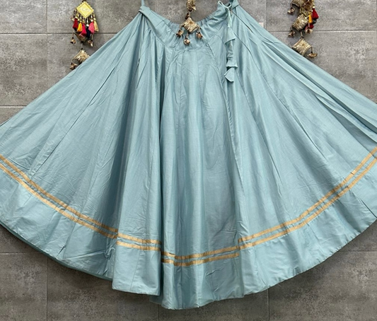 Flared Blue Cotton Skirt