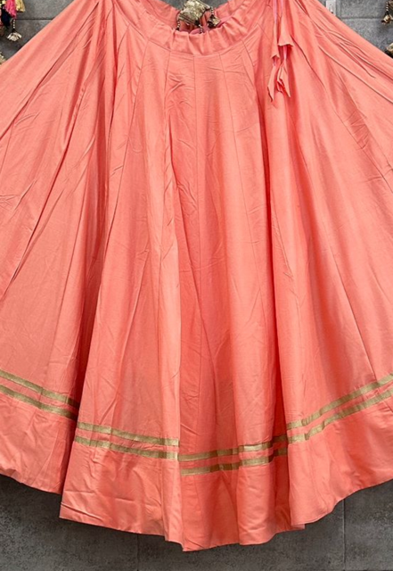 Flared Peach Rayon Skirt